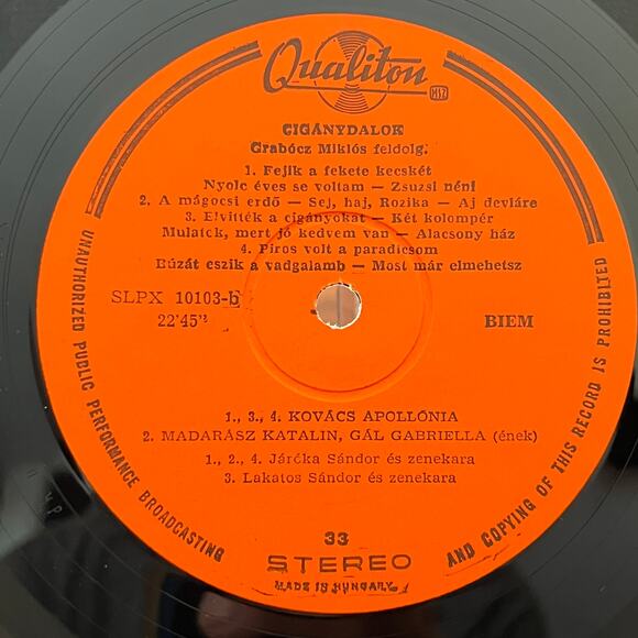 Cigánydalok Gipsy Songs Vinyl LP 1967 Qualiton LPX 10103 Hungary - Picture 6 of 9
